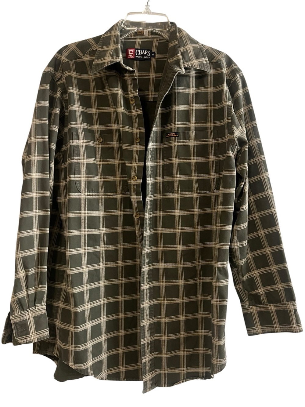 Chaps Ralph Lauren Plaid Shirt Green Beige M